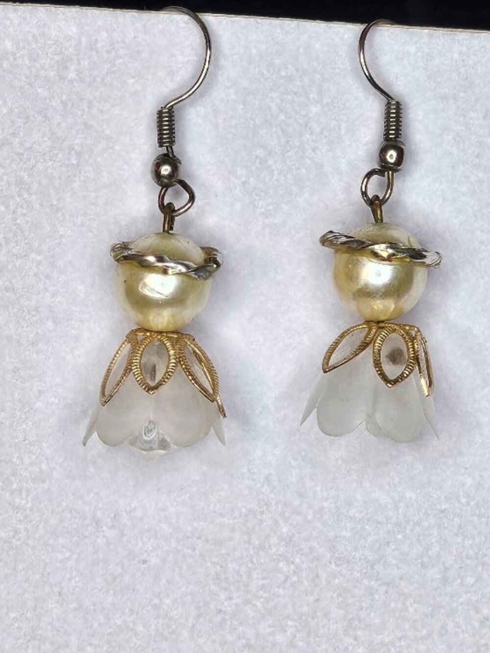 Vintage Costume Beaded Angel Dangle Earrings